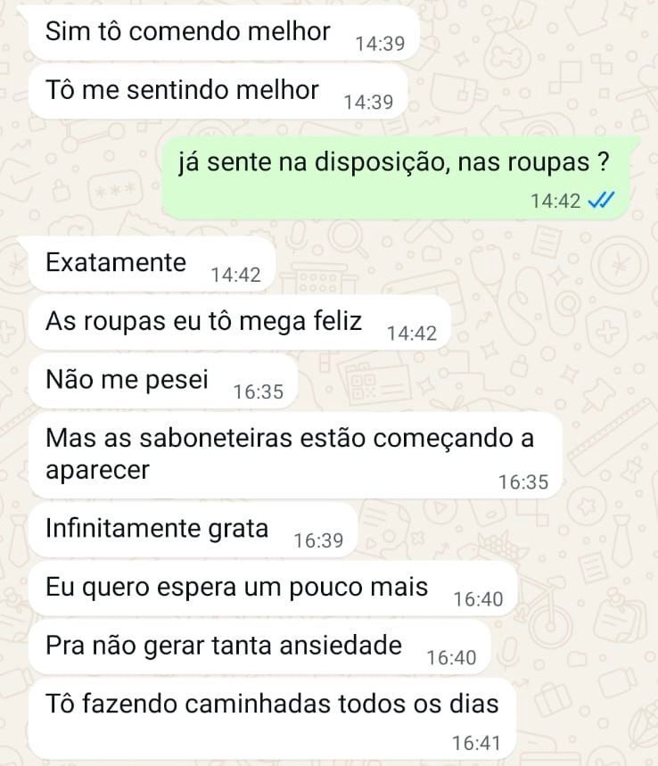 Mensagem de resultado de aluna